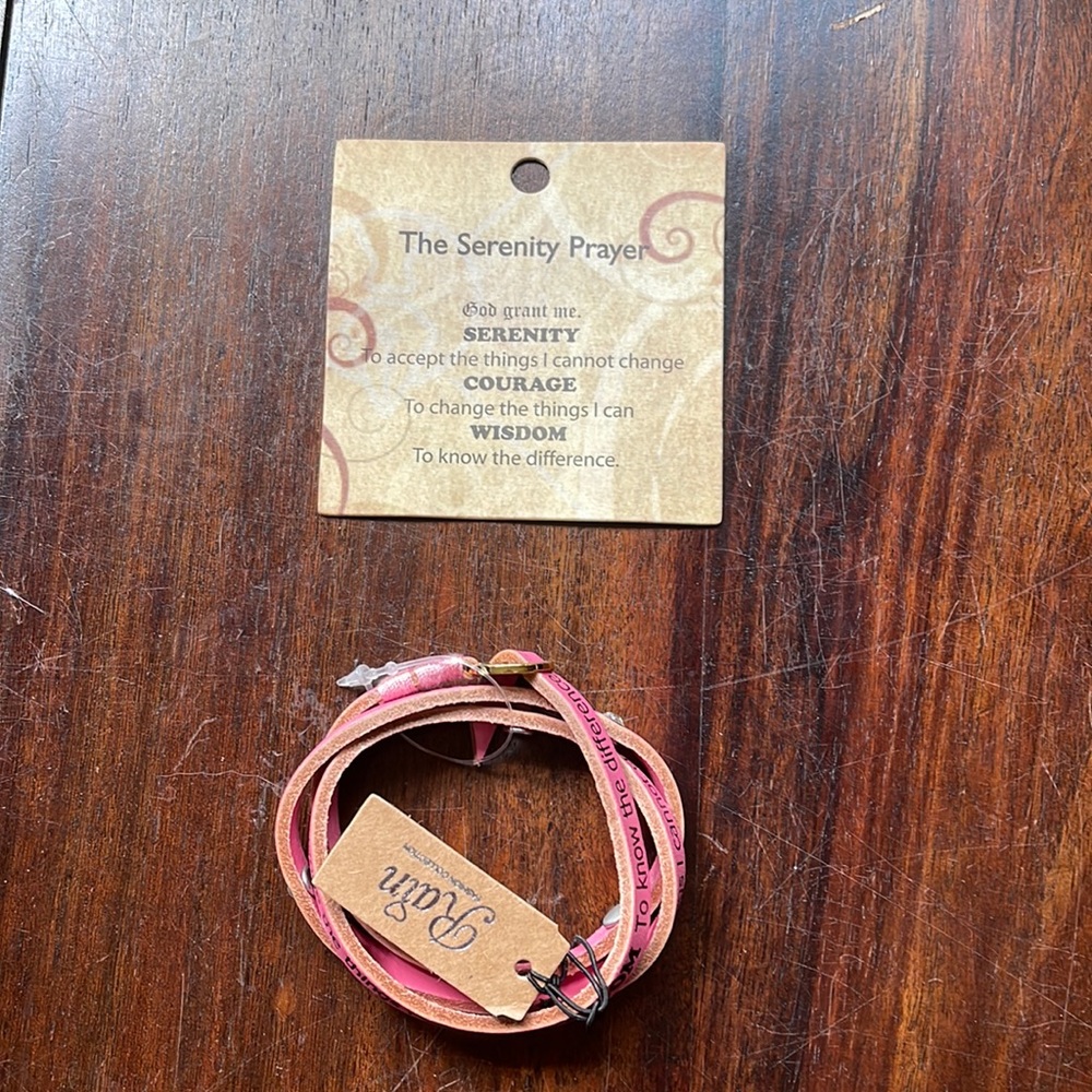 💐2 for $15💐 Serenity Prayer leather bracelet (pink)